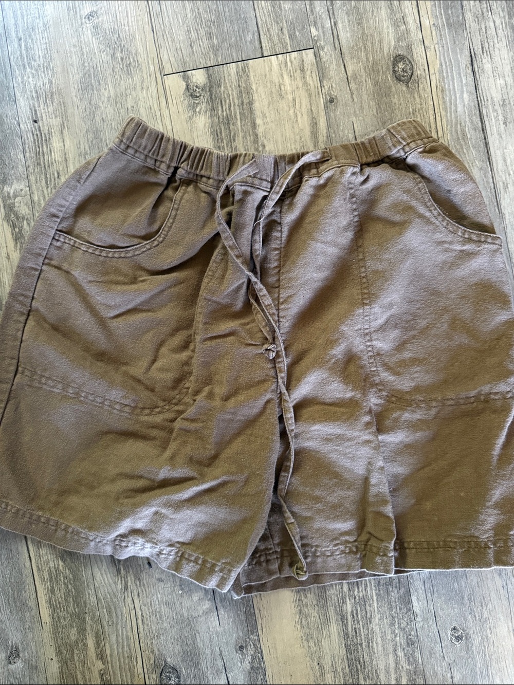 Style & Co Brown Linen Cotton Drawstring Shorts Size 6